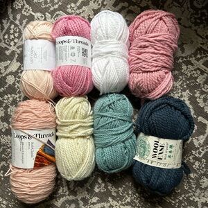 Loops & Threads Yarn Collection - Pink, White, Cream, Green, Blue, Navy